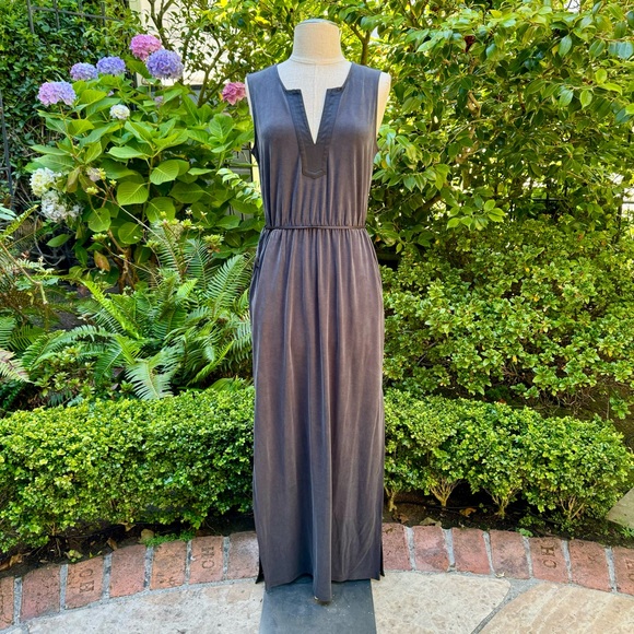 WHBM Super Comfy Maxi Dress Sandwashed Jersey Black Sz XS - Picture 2 of 11